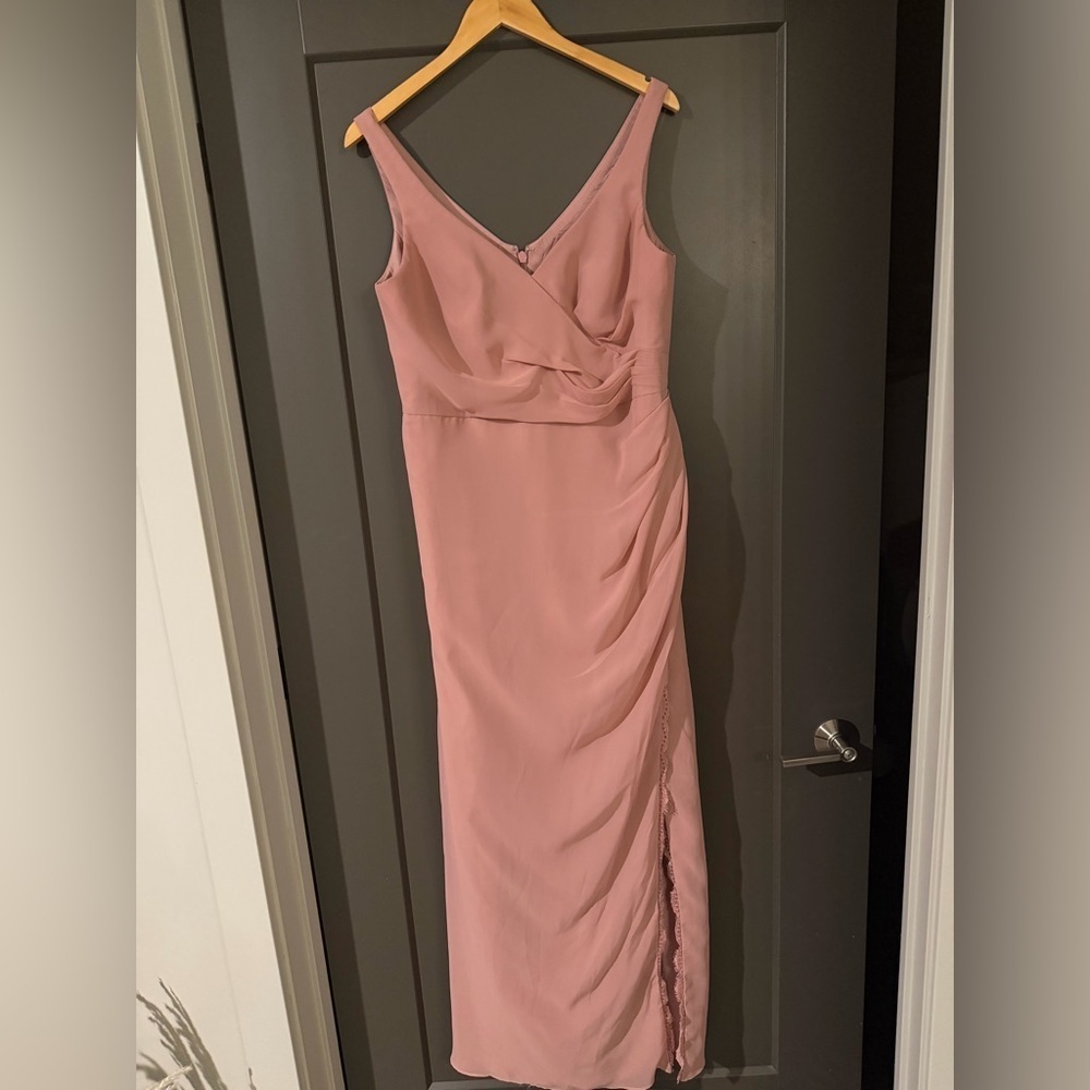 NWOT Azazie Dusty Rose Bridesmaid Wedding Formal Dress Lace Trim size 14